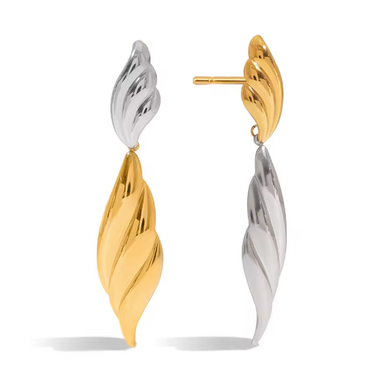 Two-Tone Twisted Flame Drop Earrings